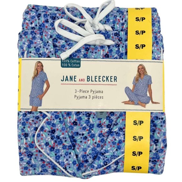 Jane And Bleecker Women's Purple Floral Pyjama Set: 3 Pieces / Various Sizes - Picture 1 of 2